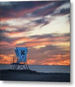 Sunset For Lifeguard Tower 3c Metal Print