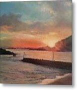 Sunset In Bikini Beach Metal Print