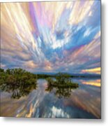 Sunset  Lake Reflections Timed Stack Metal Print