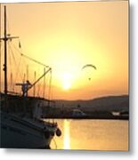 Sunset On Paros Island Greece Metal Print