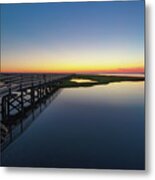 Sunset On The Boardwalk At Grays Beach Cape Cod Metal Print