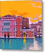 Sunset On The Grand Canal Venice Metal Print