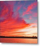 Sunset Over A Lake, Pocono Mountains, Pennsylvania Metal Print