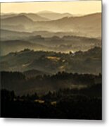 Sunset Over Beskidy Mountains Metal Print