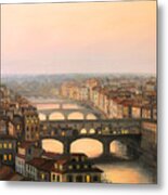 Sunset Over Ponte Vecchio In Florence Metal Print