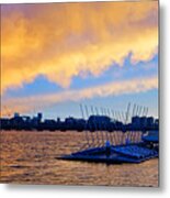 Sunset Over The Charles River Boston Ma Metal Print