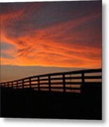 Sunset Over The Fence Metal Print
