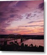 Sunset Over The I40 Bridge In Memphis Tennessee Metal Print