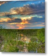 Sunset Over The River Of Grass Metal Print
