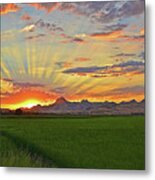Sunset Rays Sutter Buttes Metal Print