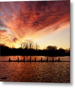 Sunset Rowing Metal Print