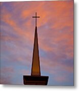 Sunset Steeple Metal Print