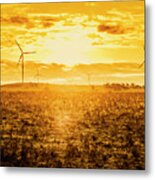 Sunsets And Golden Turbines Metal Print