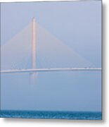 Sunshine Skyway Bridge In Fog I Metal Print