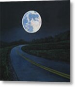 Super Moon At The End Of The Road Metal Print