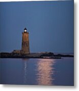 Super Moon Over Whaleback Lighthouse Metal Print