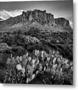 Superstition Mountains In Black And White Metal Print