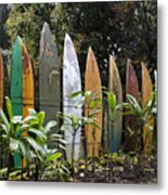 Surfboard Fence Metal Print