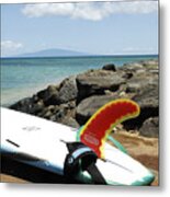 Surfboard On Maui Metal Print