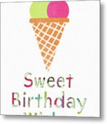 Sweet Birthday Wishes- Art By Linda Woods Metal Print