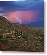 Sycamore Canyon Lightning With Little Daisy Metal Print