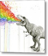 T-rex Tastes The Rainbow Metal Print