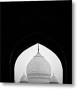 Taj Mahal Mosque View Bw Iiii Metal Print
