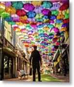 Take A Walk Under The Umbrella Sky Metal Print