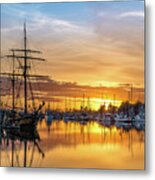 Tall Ships Sunset 1 Metal Print