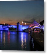 Tampa Riverwalk - Kennedy Boulevard Plaza - Lighted Bridges Metal Print