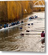 Teams Of Rowers On River Cam Metal Print