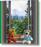 Teddy's Window Chat Metal Print