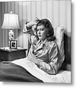 Teenager Sick In Bed Metal Print