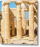 Temple Of Athena And Nike In Acropolis Hill In Athens Metal Print