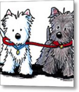 Terrier Walking Buddies Metal Print