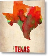 Texas Watercolor Map Metal Print