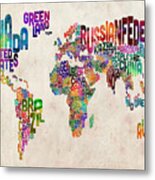 Text Map Of The World Metal Print