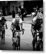 The Bike Race - Black And White Metal Print
