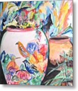 The Bird Flower Pot Metal Print