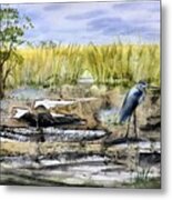 The Blue Egret Metal Print