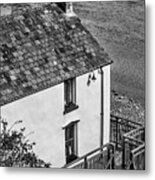 The Boathouse At Laugharne Monochrome Metal Print