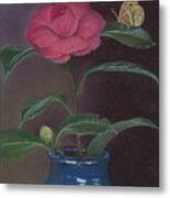 The Camellia And The Butterfly Metal Print