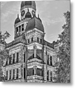 The Denton County Courthouse Black And White Metal Print