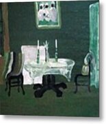 The Dining Room - Green Metal Print