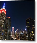 The Empire State Building In Red White And Blue New York Ny Metal Print