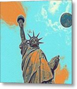 The Fool Blood Moon And The Lady Liberty  5 Metal Print