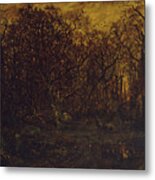 The Forest In Winter At Sunset Metal Print