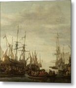 The Keelhauling Of The Ships Surgeon Of Admiral Jan Van Nes Lieve Pietersz Verschuier 1660  1686 Metal Print