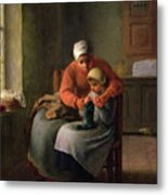 The Knitting Lesson Metal Print