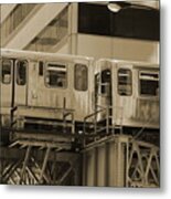 The L Downtown Chicago In Sepia Metal Print